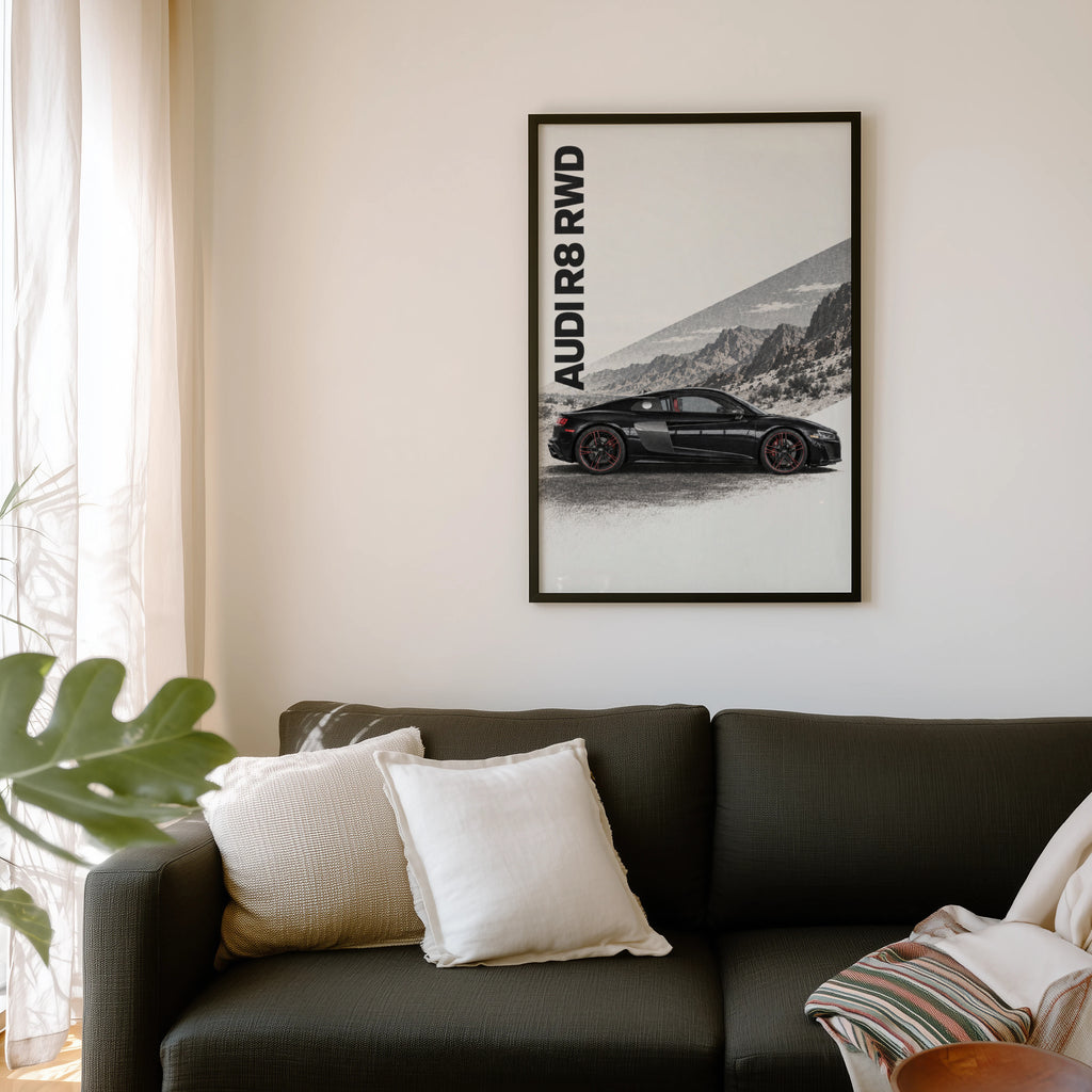 Vintage Audi R8 Print, Supercar Wall Art