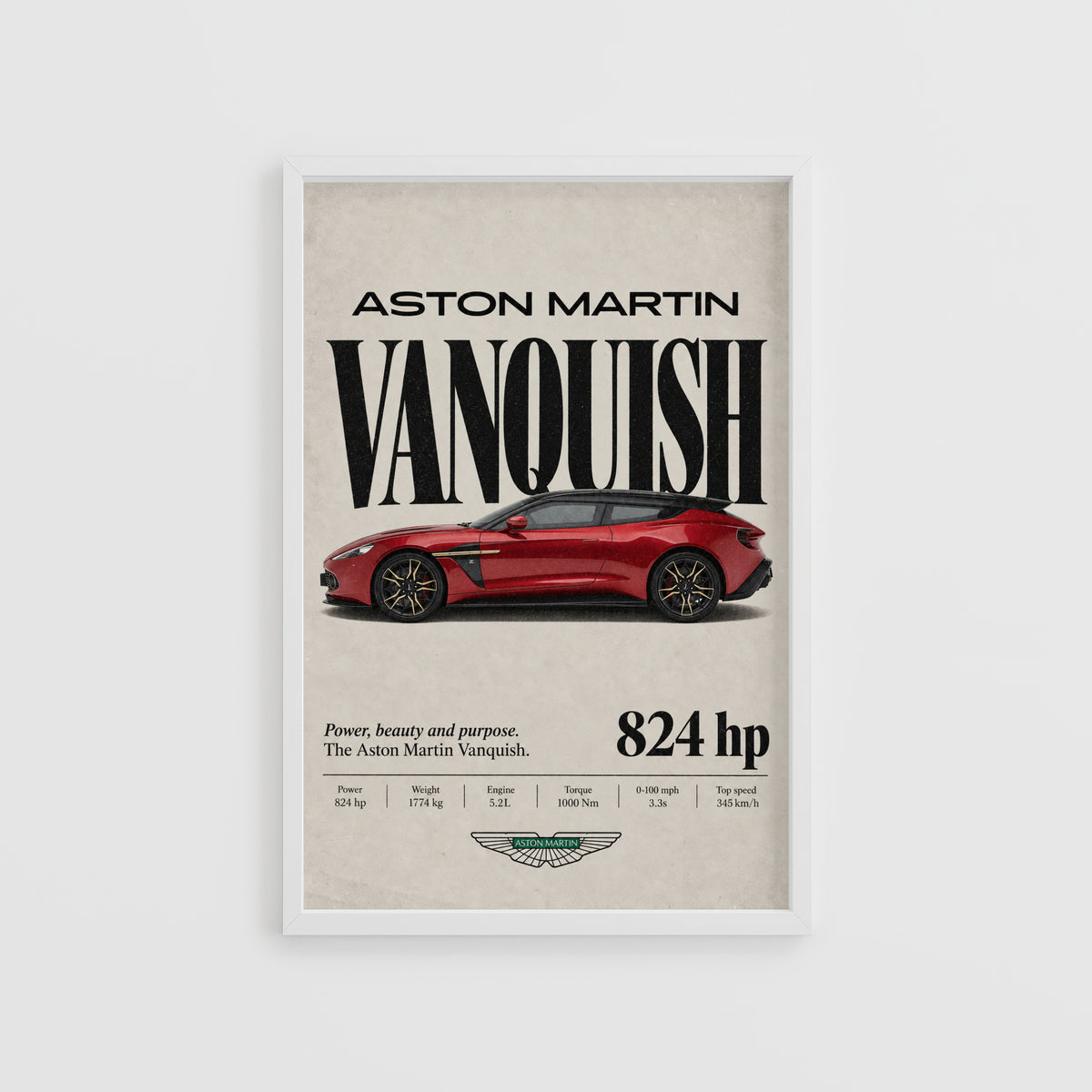 Vintage Aston Martin Vanquish Print, Car Wall Art