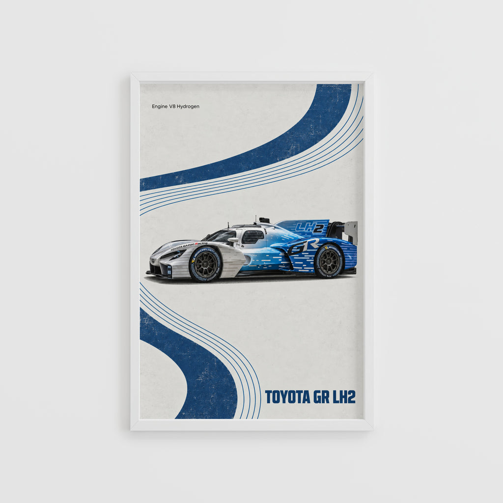 Vintage Toyota GR LH2 Print, Hydrogen Race Car Art