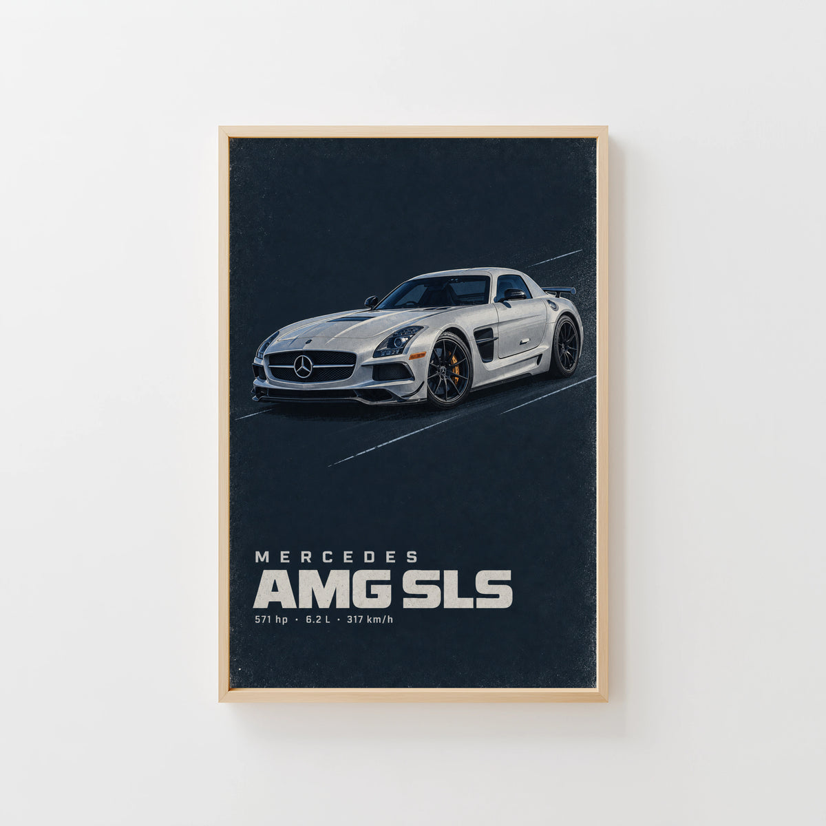Vintage Mercedes AMG SLS Print, Car Wall Art