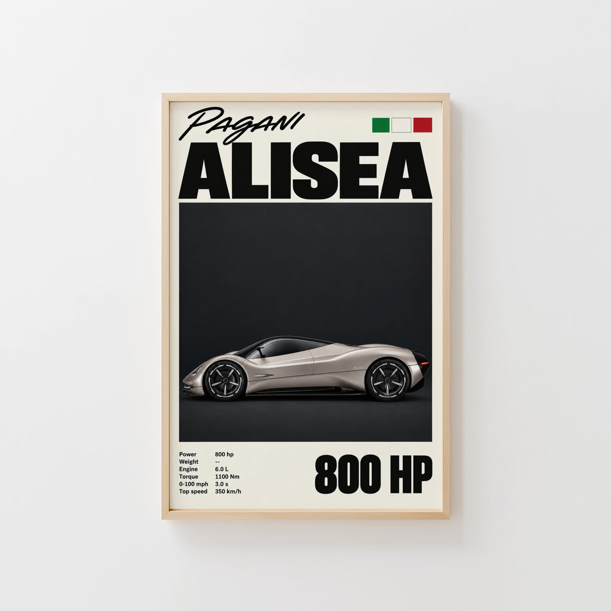 Vintage Pagani Alisea Print, Car Poster, Supercar Art