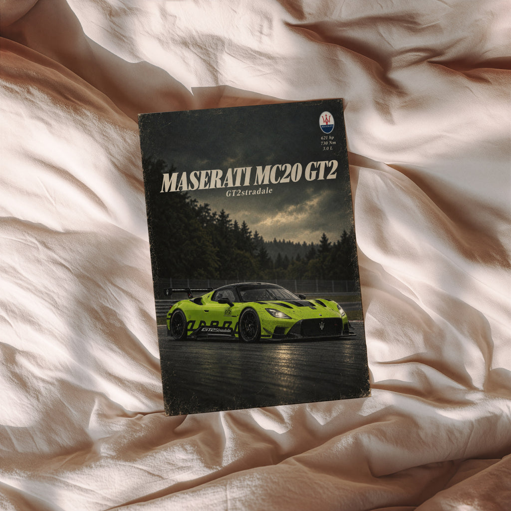 Vintage Maserati MC20 GT2 Print, Supercar Wall Art