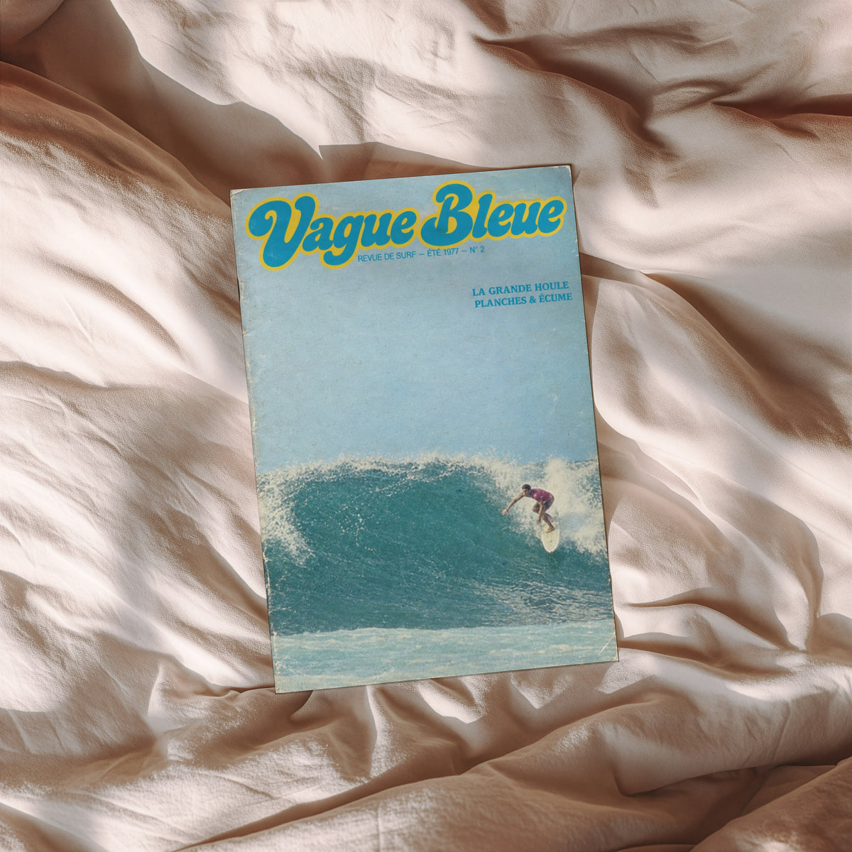 Vintage Vague Bleue Surf Print, 1977 Surfing Poster