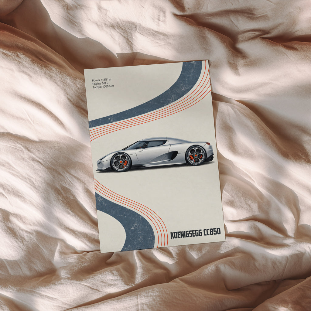 Vintage Koenigsegg CC850 Print, Supercar Wall Art