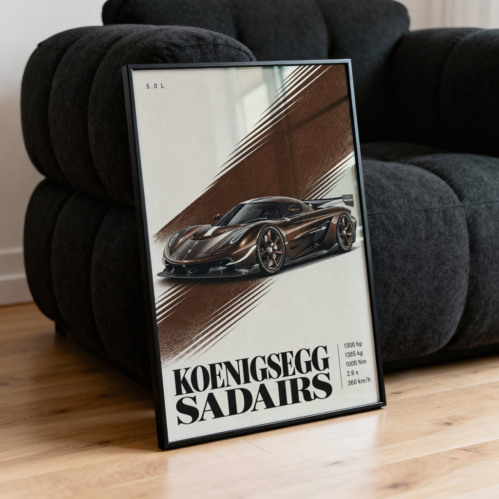 Vintage Koenigsegg Sadairs Print, Hypercar Wall Art