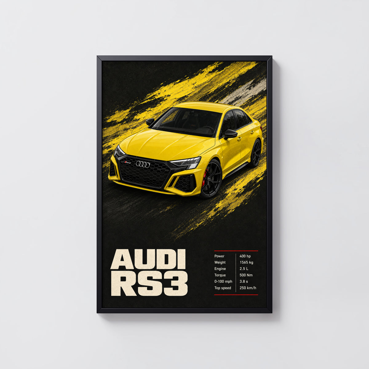 Vintage Audi RS3 Car Print, Garage Wall Art