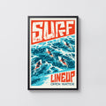 Vintage Surf Lineup Print, Retro Surfing Poster