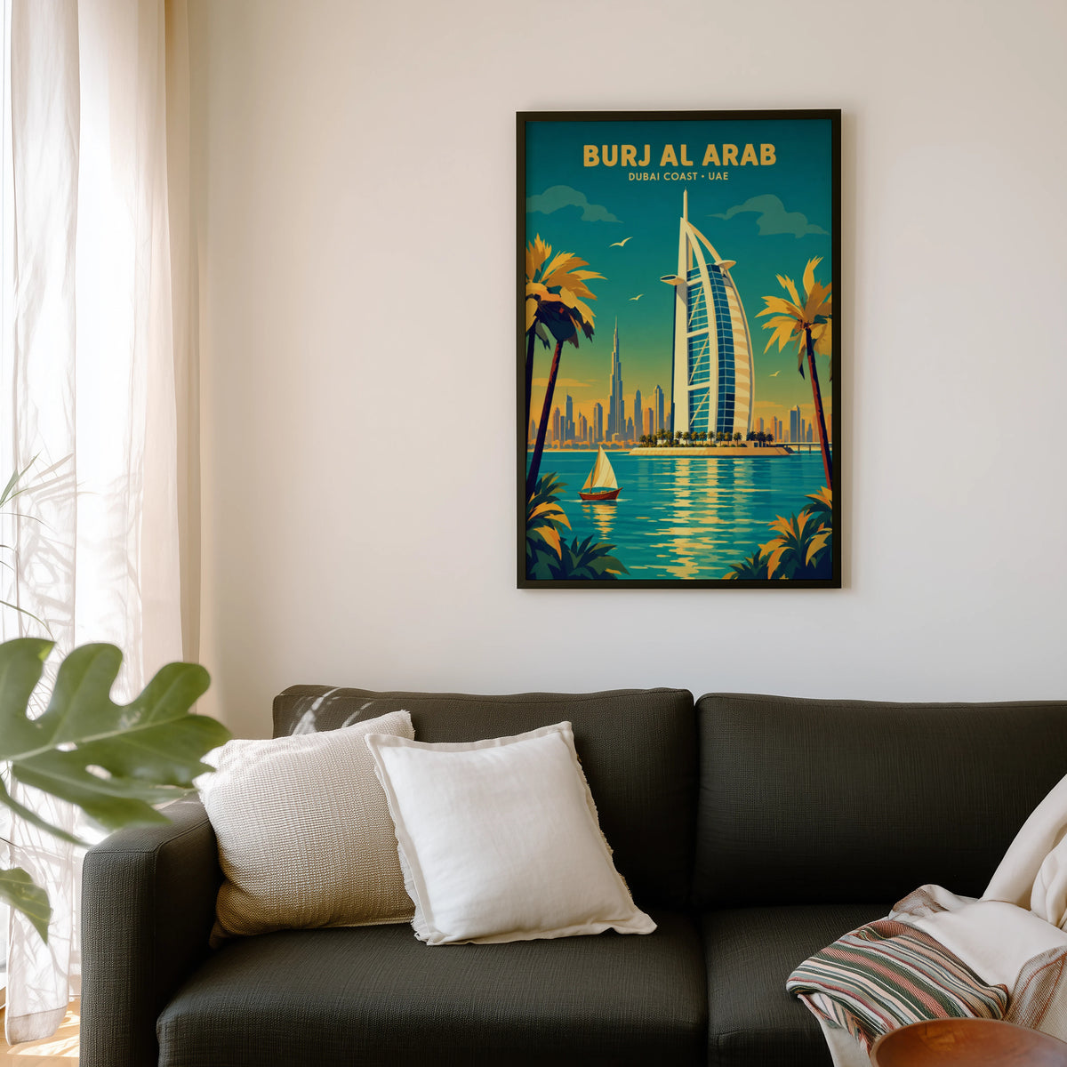 Vintage Burj Al Arab Dubai Poster, Travel Wall Art, Print