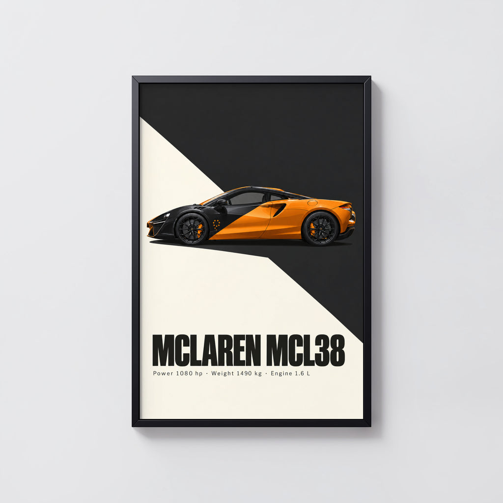 Vintage McLaren MCL38 Print, Supercar Wall Art