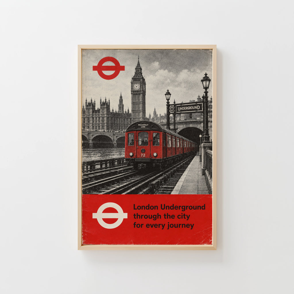 Vintage London Underground Print Poster, Big Ben Art
