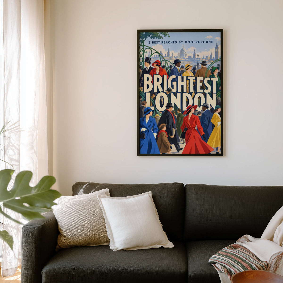 Vintage London Poster, Art Deco Wall Art, Travel Print