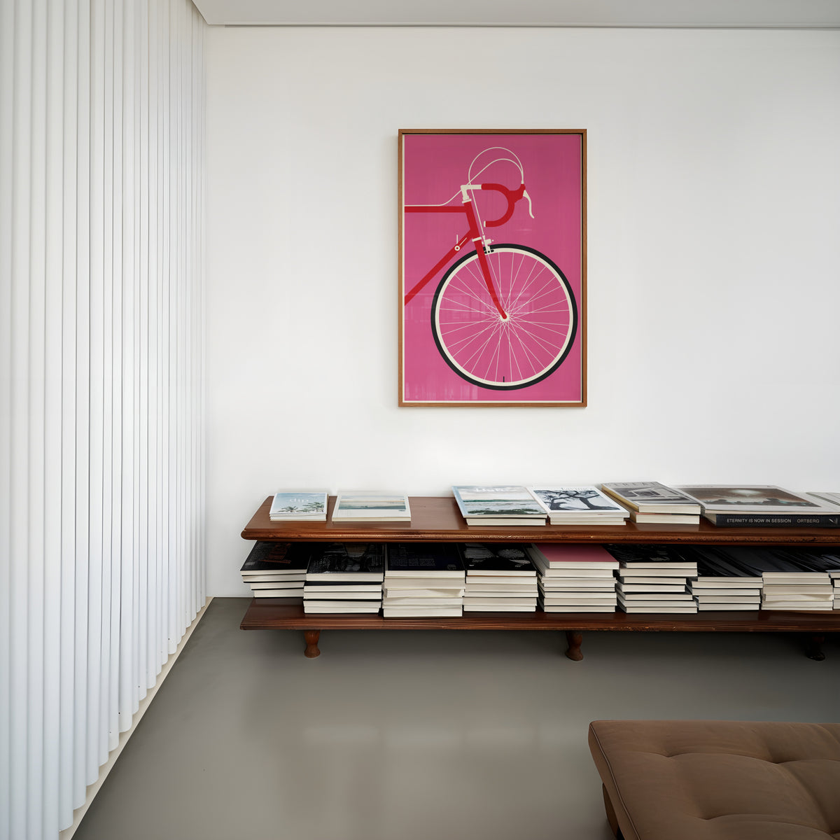 Vintage Road Bicycle Poster, Pink Cycling Wall Art Print