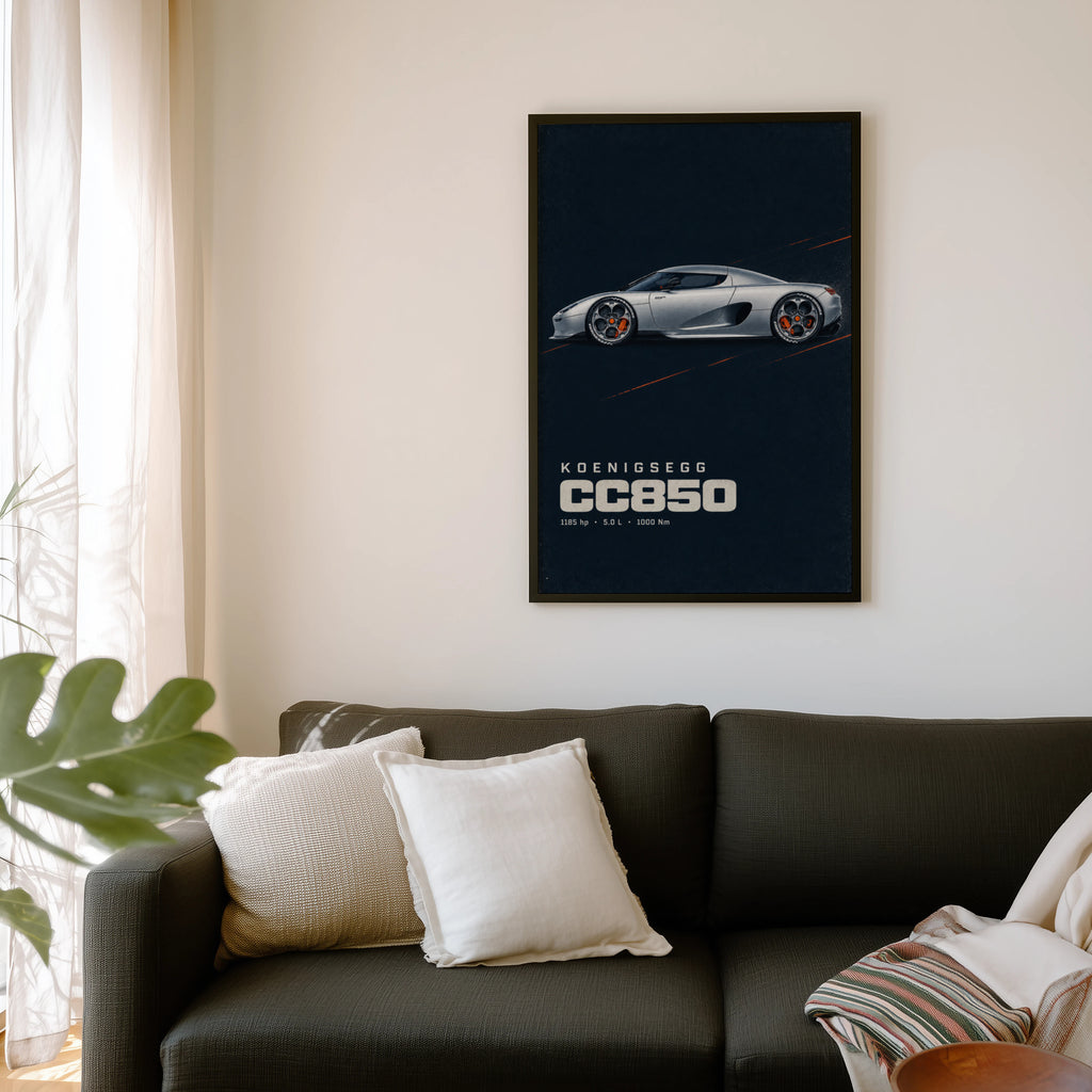 Vintage Koenigsegg CC850 Print, Supercar Wall Art