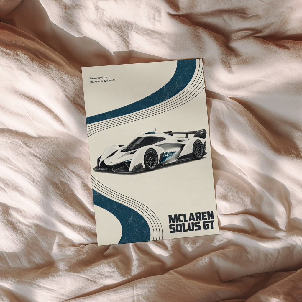 Vintage McLaren Solus GT Print, Car Wall Art