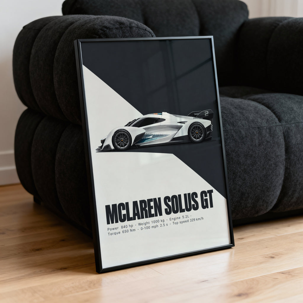 Vintage McLaren Solus GT Print, Car Wall Art