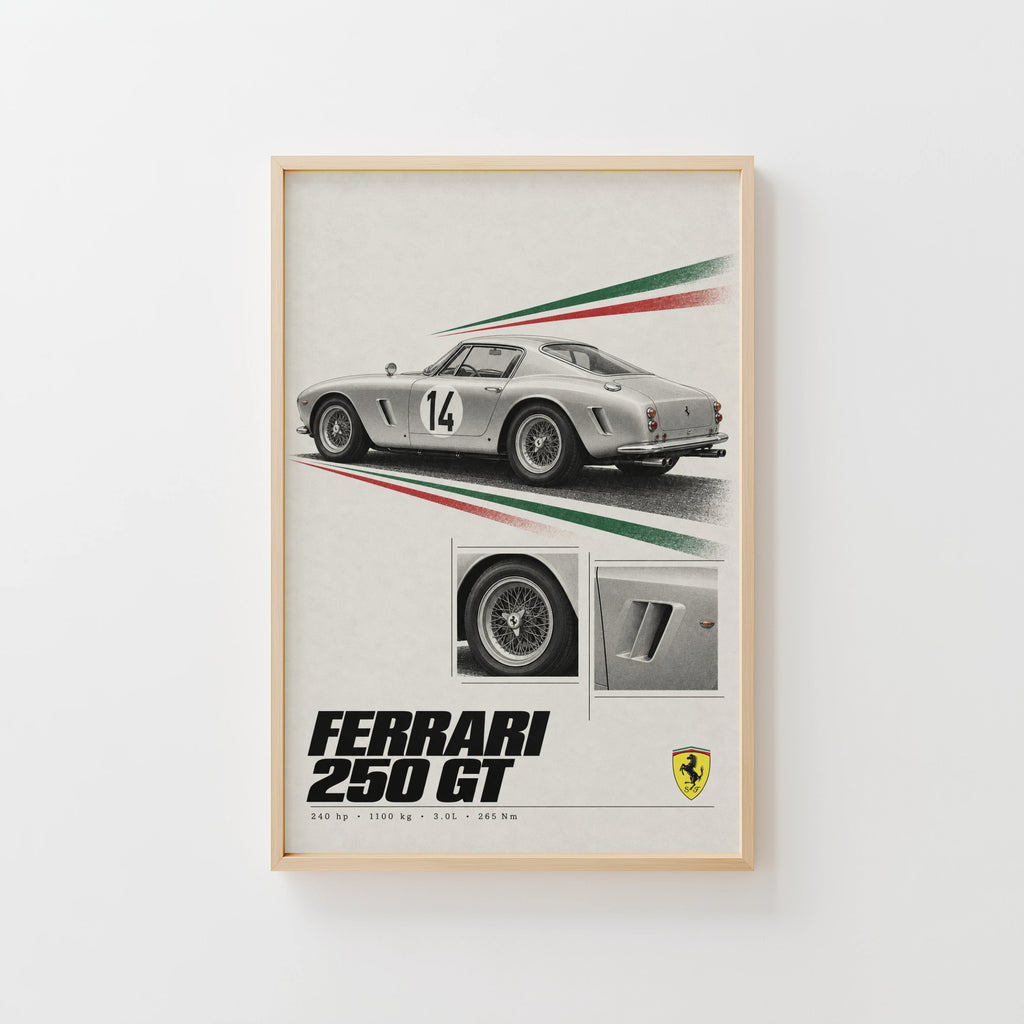 Vintage Ferrari 250 GT Print, Poster, Car Wall Art
