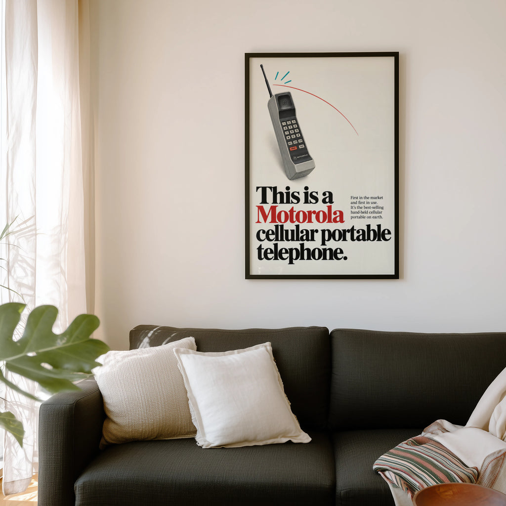 Vintage Motorola Phone Poster, Retro Tech Wall Art Print