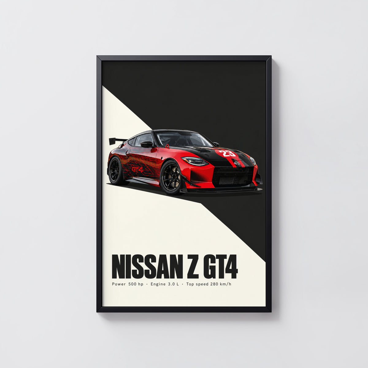 Vintage Nissan Z GT4 Print, Racing Car Wall Art
