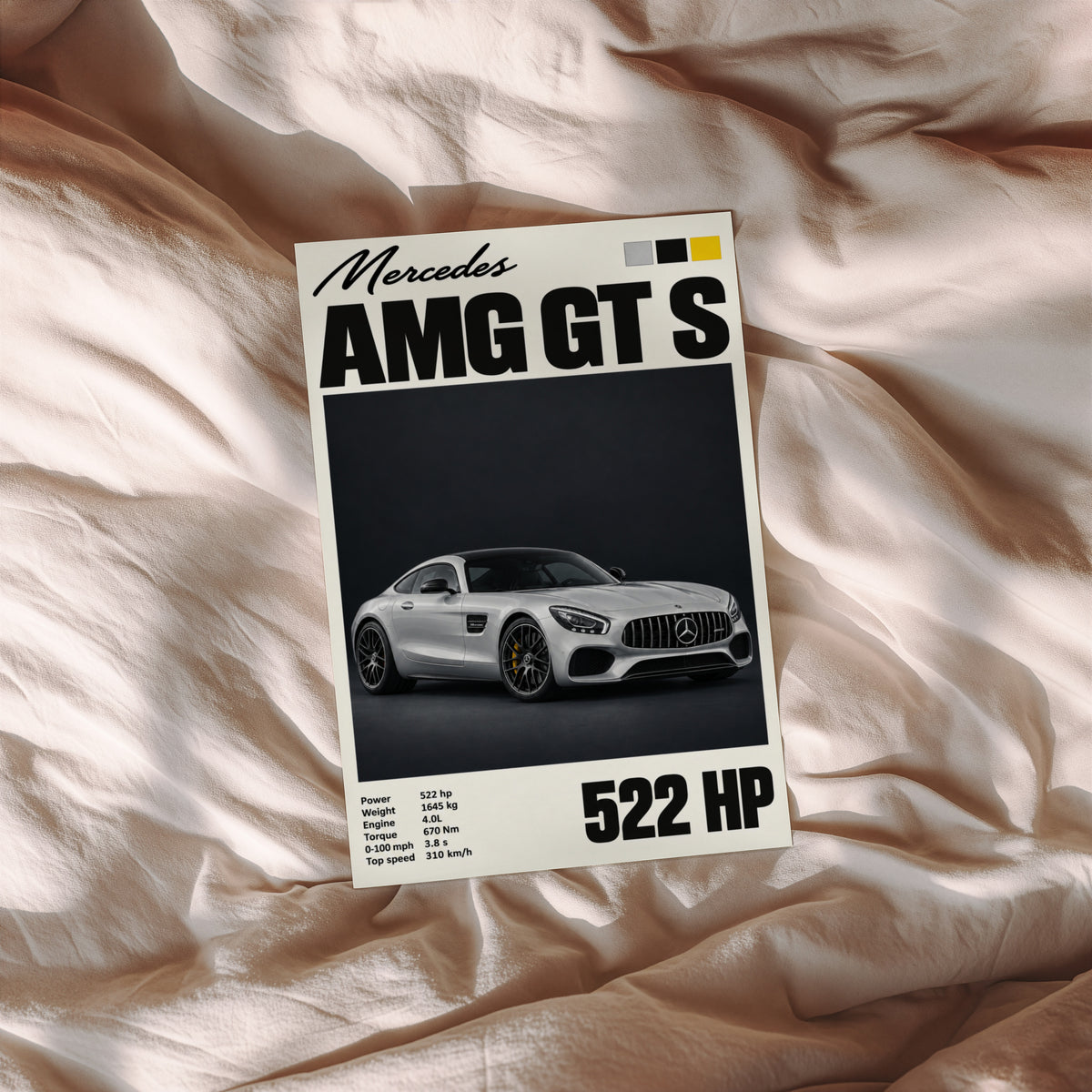 Vintage Mercedes AMG GT S Print, Car Wall Art