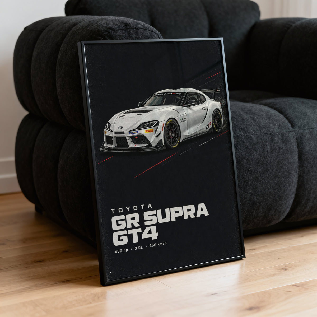 Vintage Toyota GR Supra GT4 Print, Race Car Art