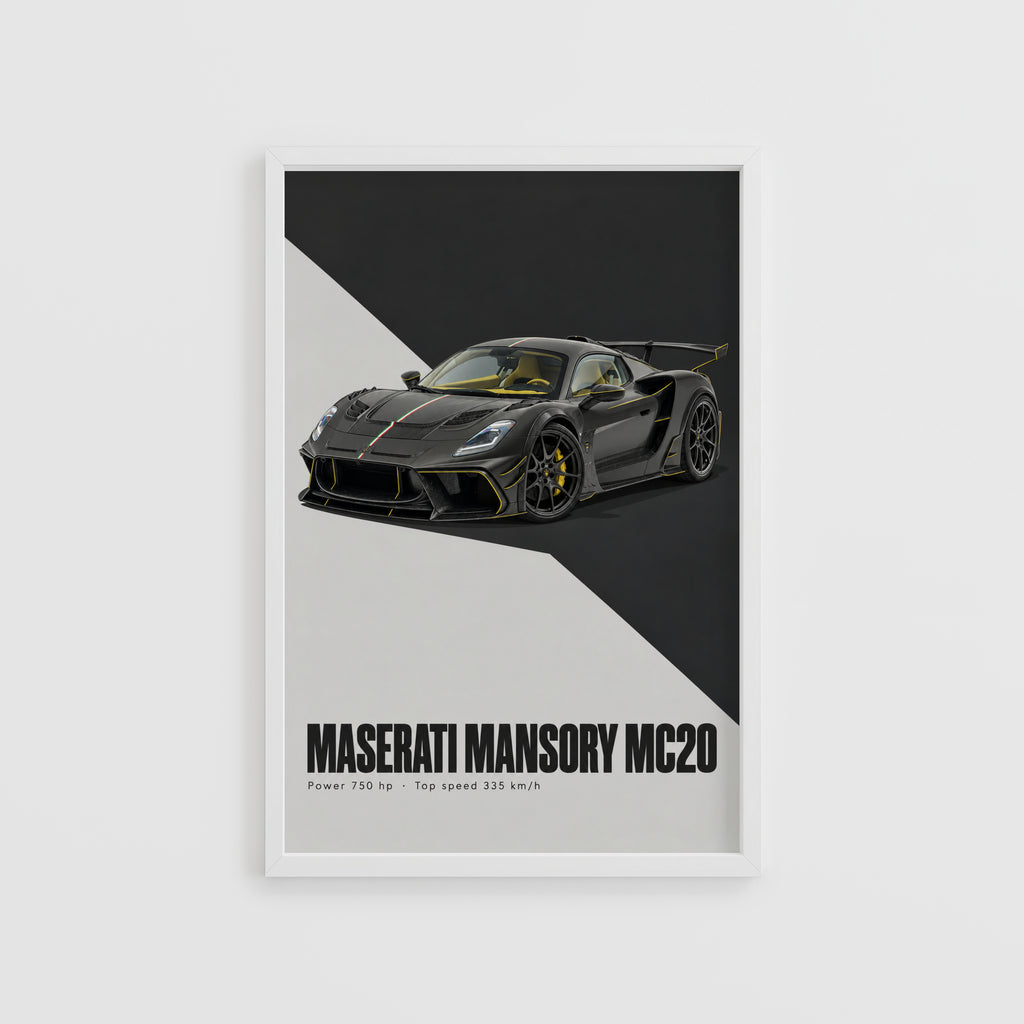 Vintage Maserati MC20 Print, Supercar Wall Art