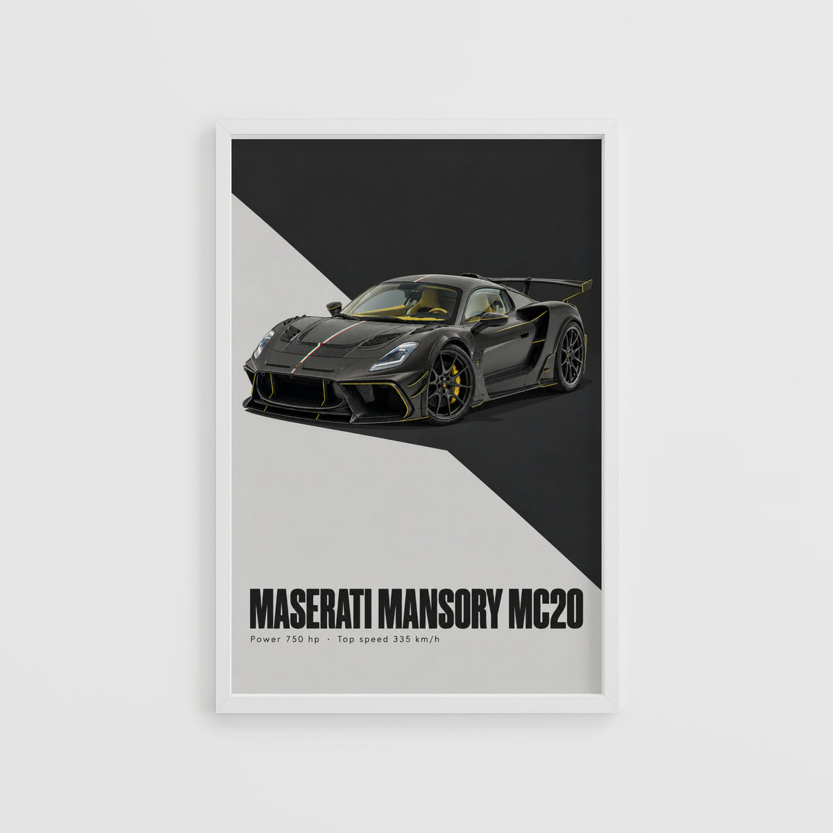 Vintage Maserati MC20 Print, Supercar Wall Art