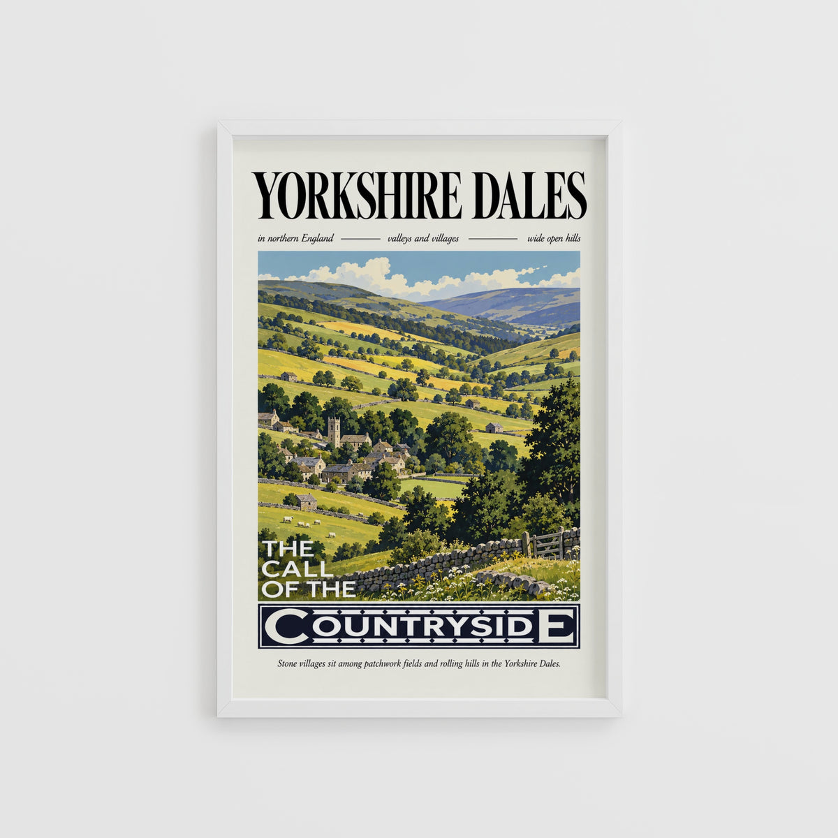 Vintage Yorkshire Dales Poster, Countryside Wall Art