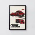 Vintage Porsche Taycan GTS Print, Car Poster, Wall Art