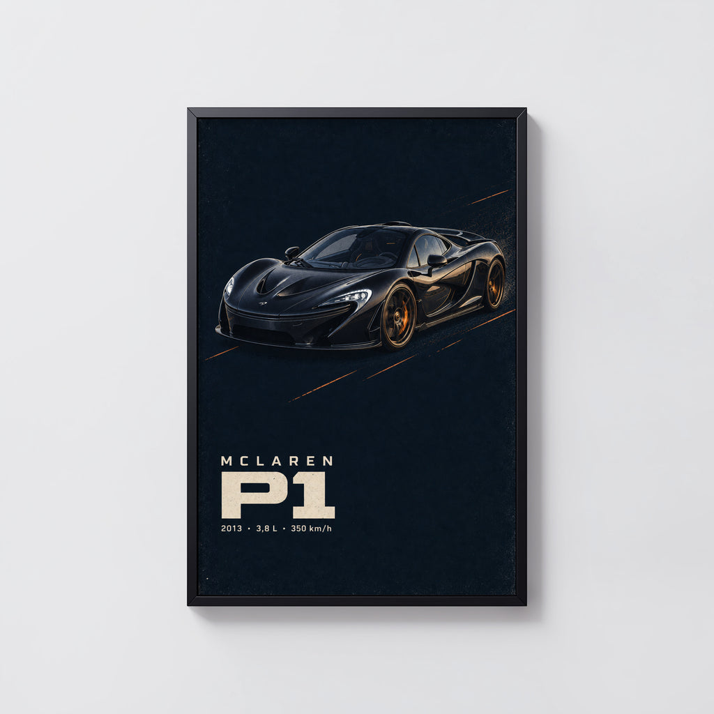 Vintage McLaren P1 Print, Supercar Wall Art