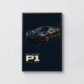 Vintage McLaren P1 Print, Supercar Wall Art