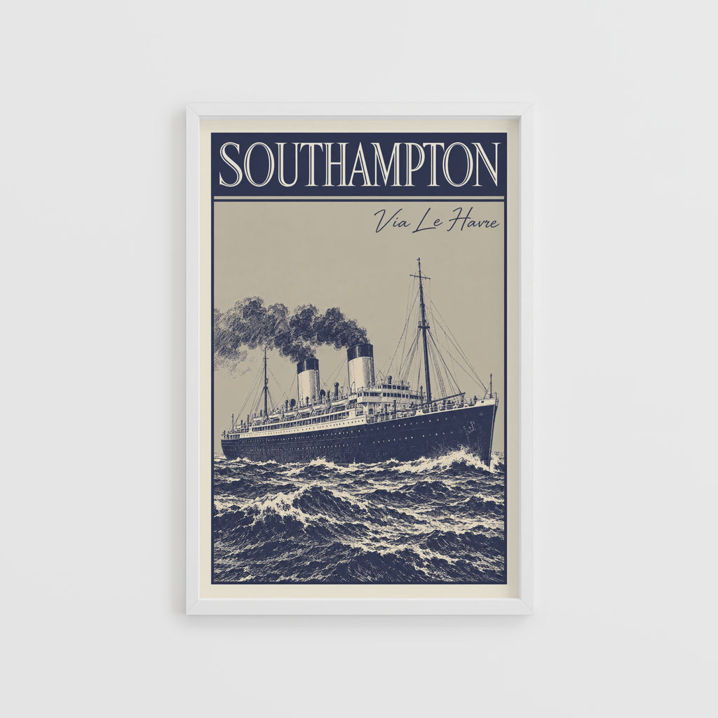 Vintage Southampton Ocean Liner Poster, Steamship Wall Art