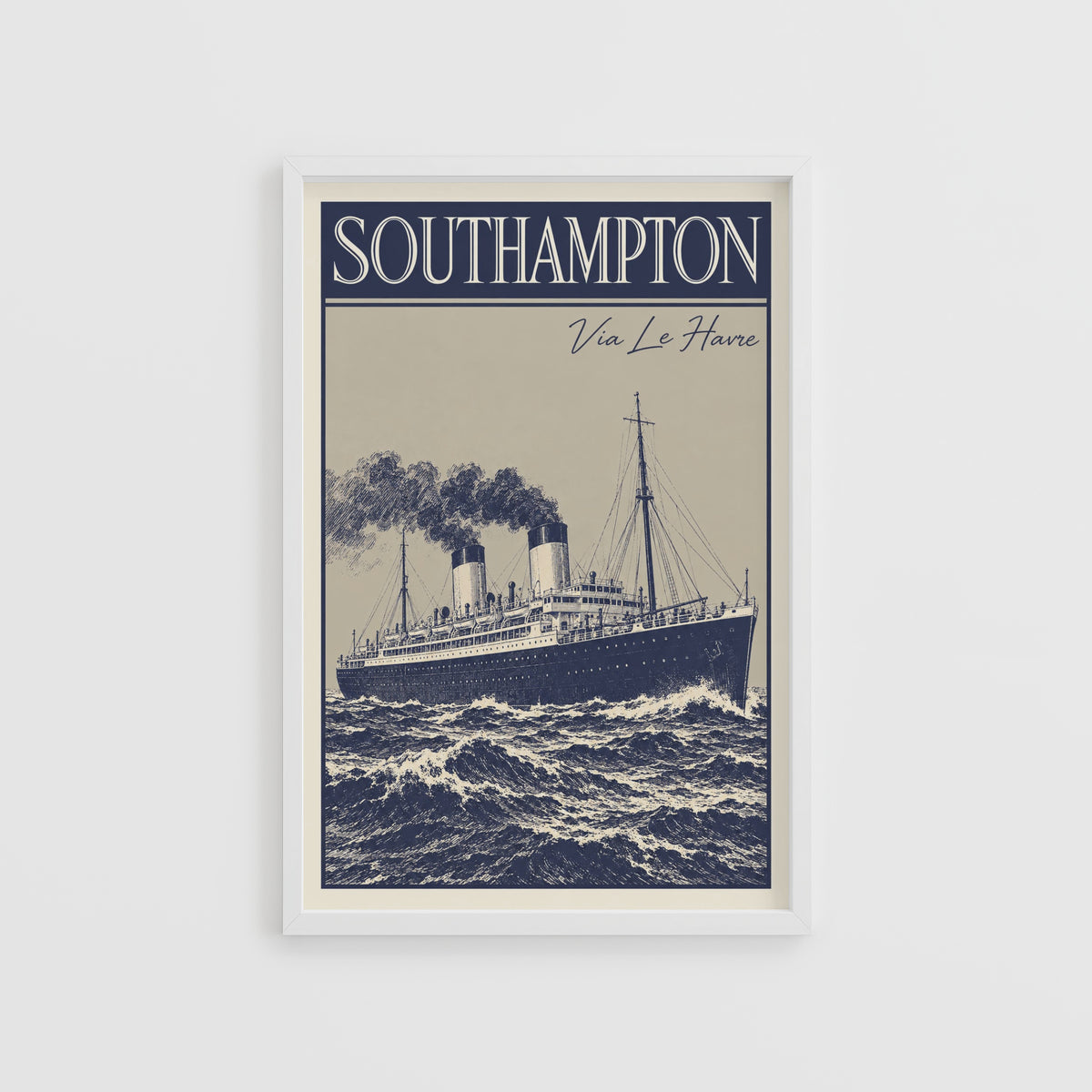 Vintage Southampton Ocean Liner Poster, Steamship Wall Art