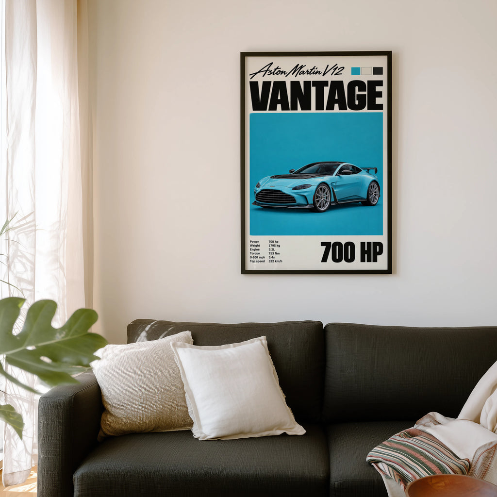 Vintage Aston Martin V12 Vantage Print, Car Art