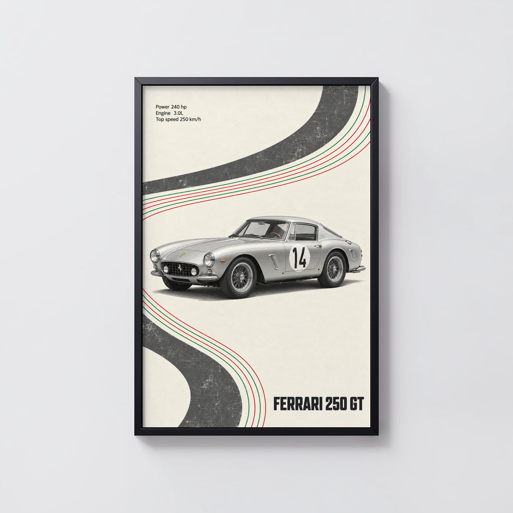 Vintage Ferrari 250 GT Print, Car Wall Art