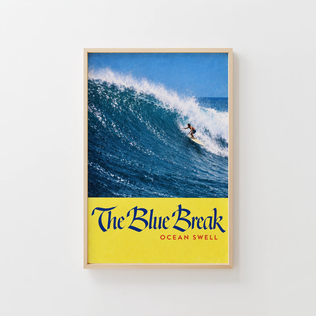 Vintage Surf Poster Print, Ocean Wave Wall Art
