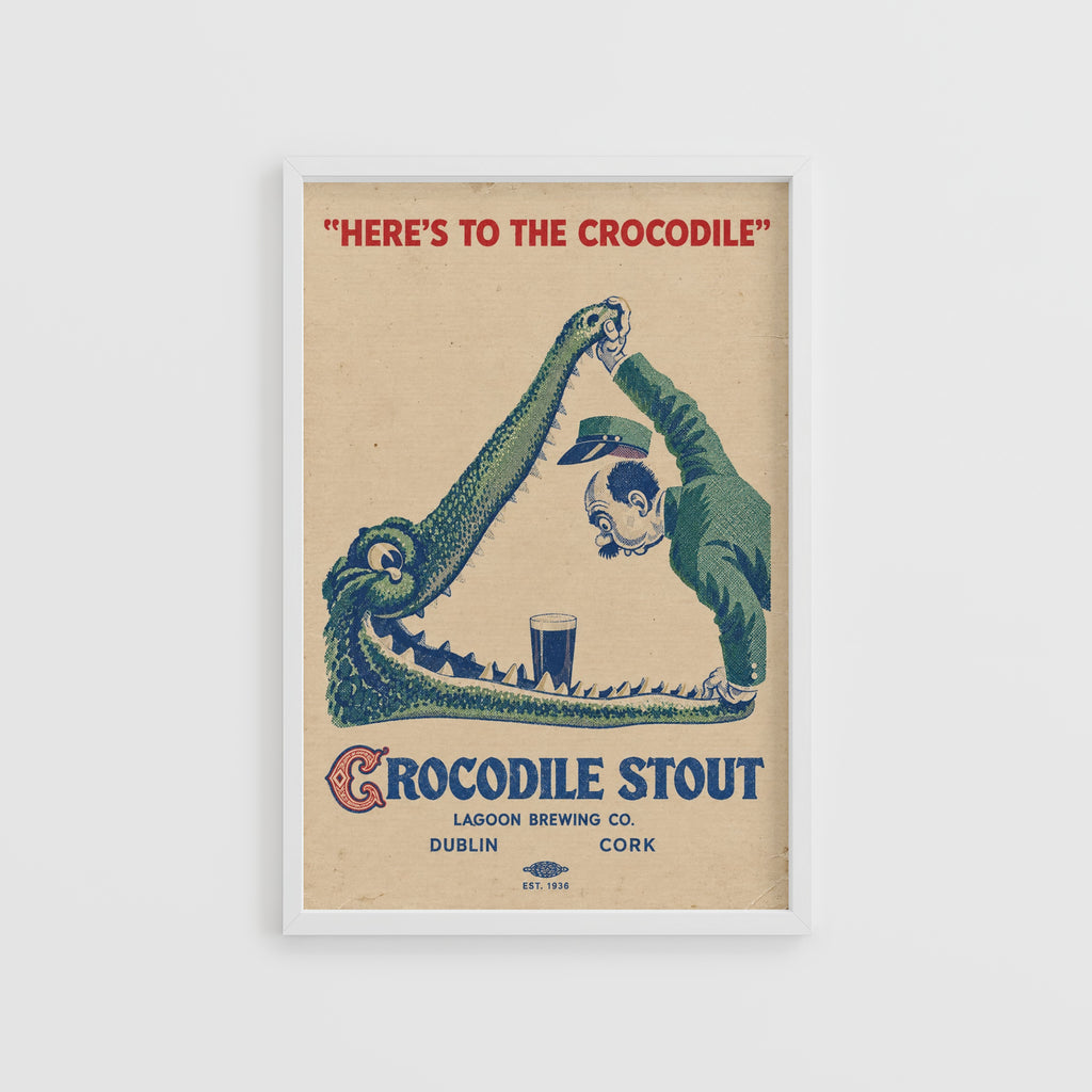 Vintage Crocodile Stout Beer Print, Poster, Pub Wall Art