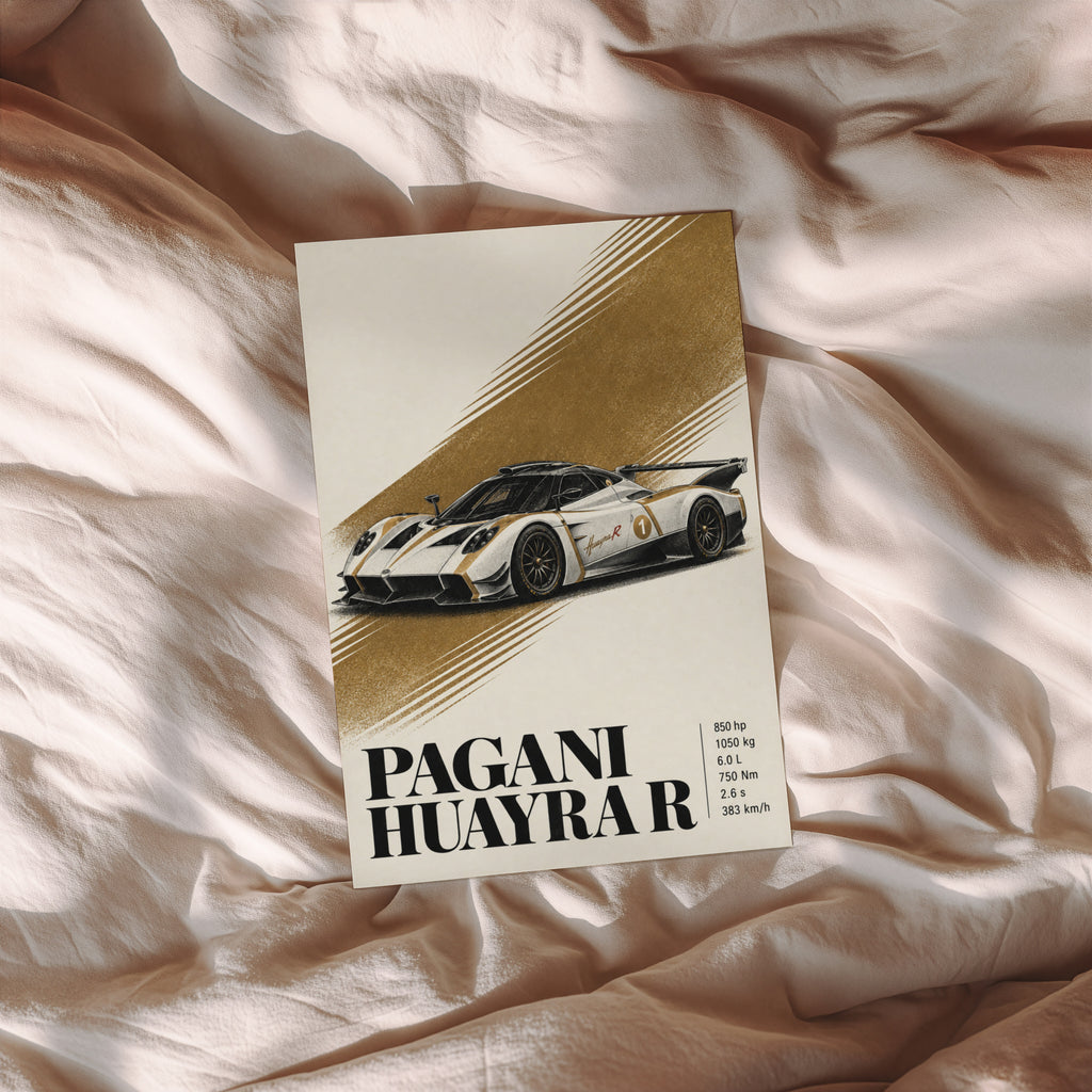 Vintage Pagani Huayra R Print, Supercar Wall Art