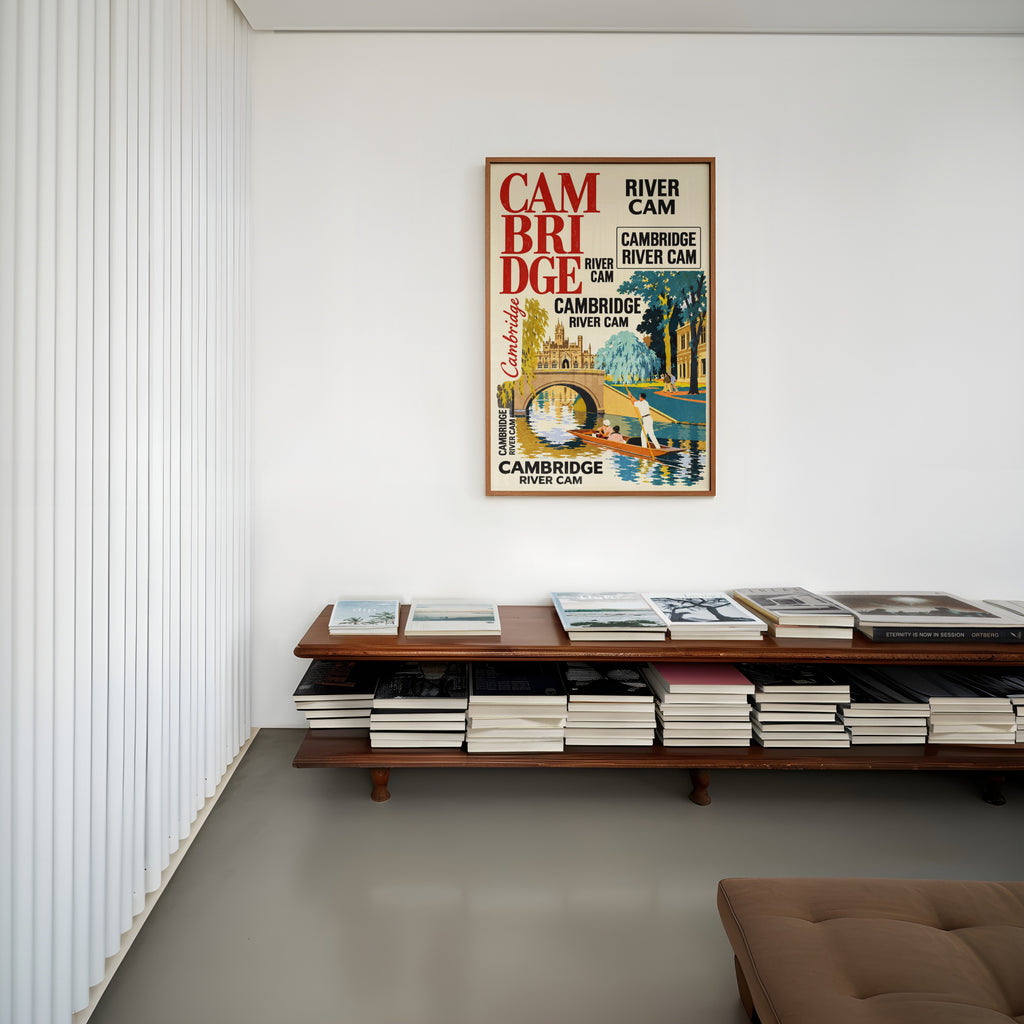 Vintage Cambridge Poster, River Cam Print, Punting Wall Art