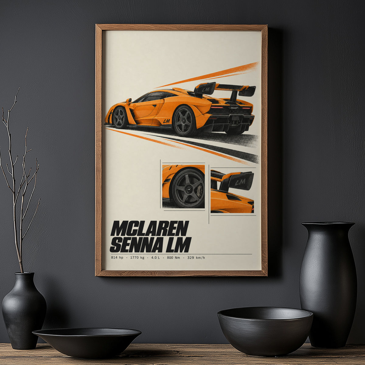 Vintage McLaren Senna LM Print, Supercar Wall Art