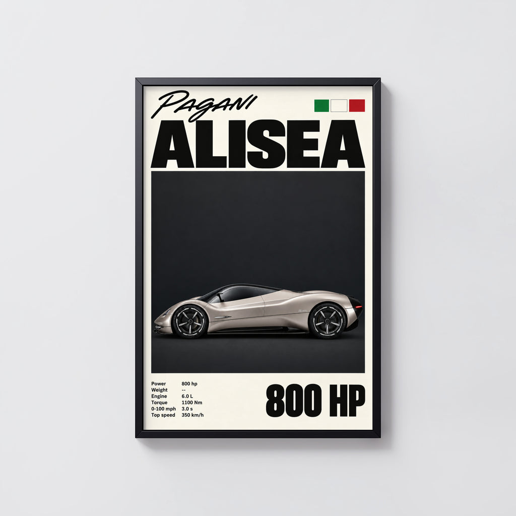 Vintage Pagani Alisea Print, Car Poster, Supercar Art