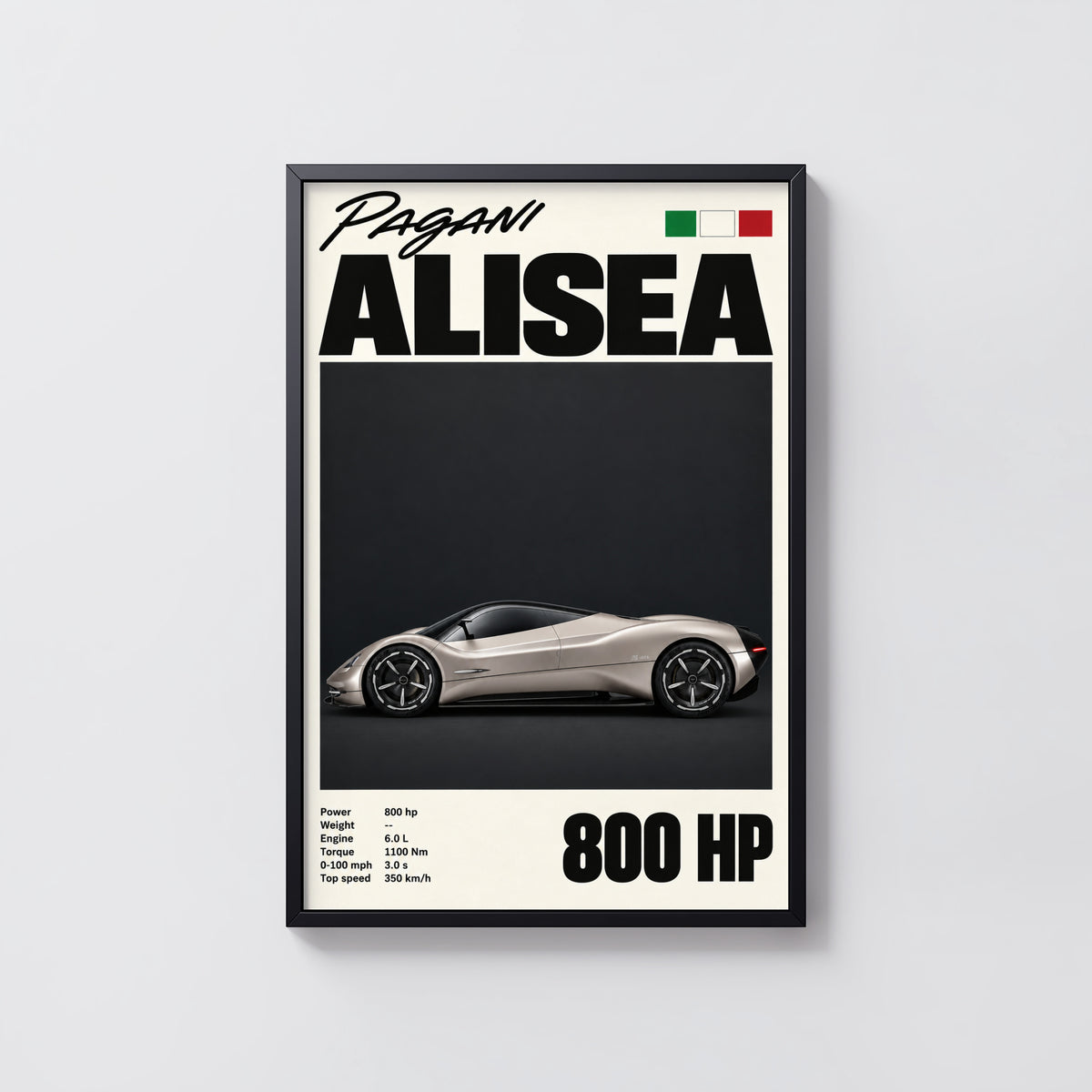 Vintage Pagani Alisea Print, Car Poster, Supercar Art