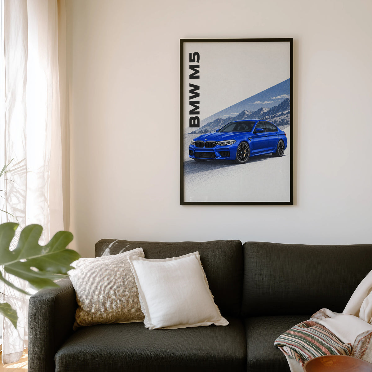 Vintage BMW M5 Print, Blue Car Wall Art
