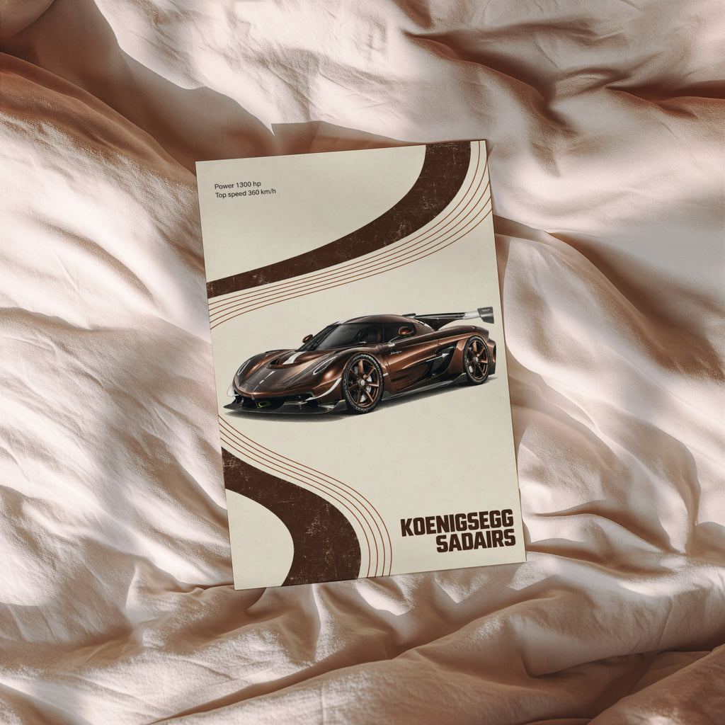 Vintage Koenigsegg Supercar Print, Car Wall Art