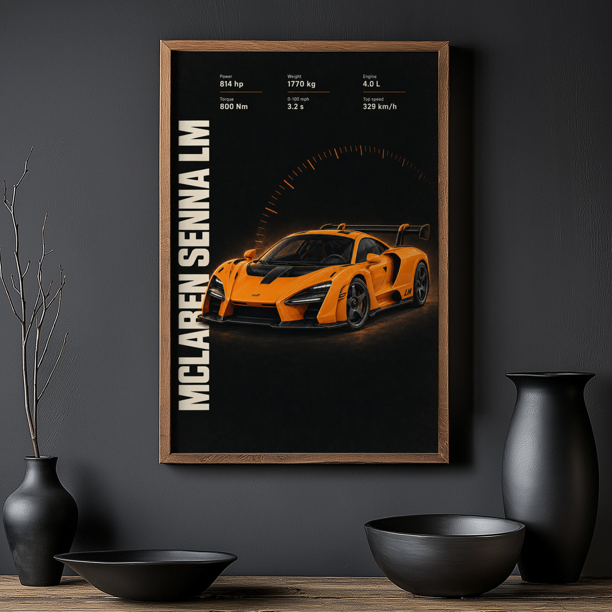 Vintage McLaren Senna LM Print, Supercar Wall Art