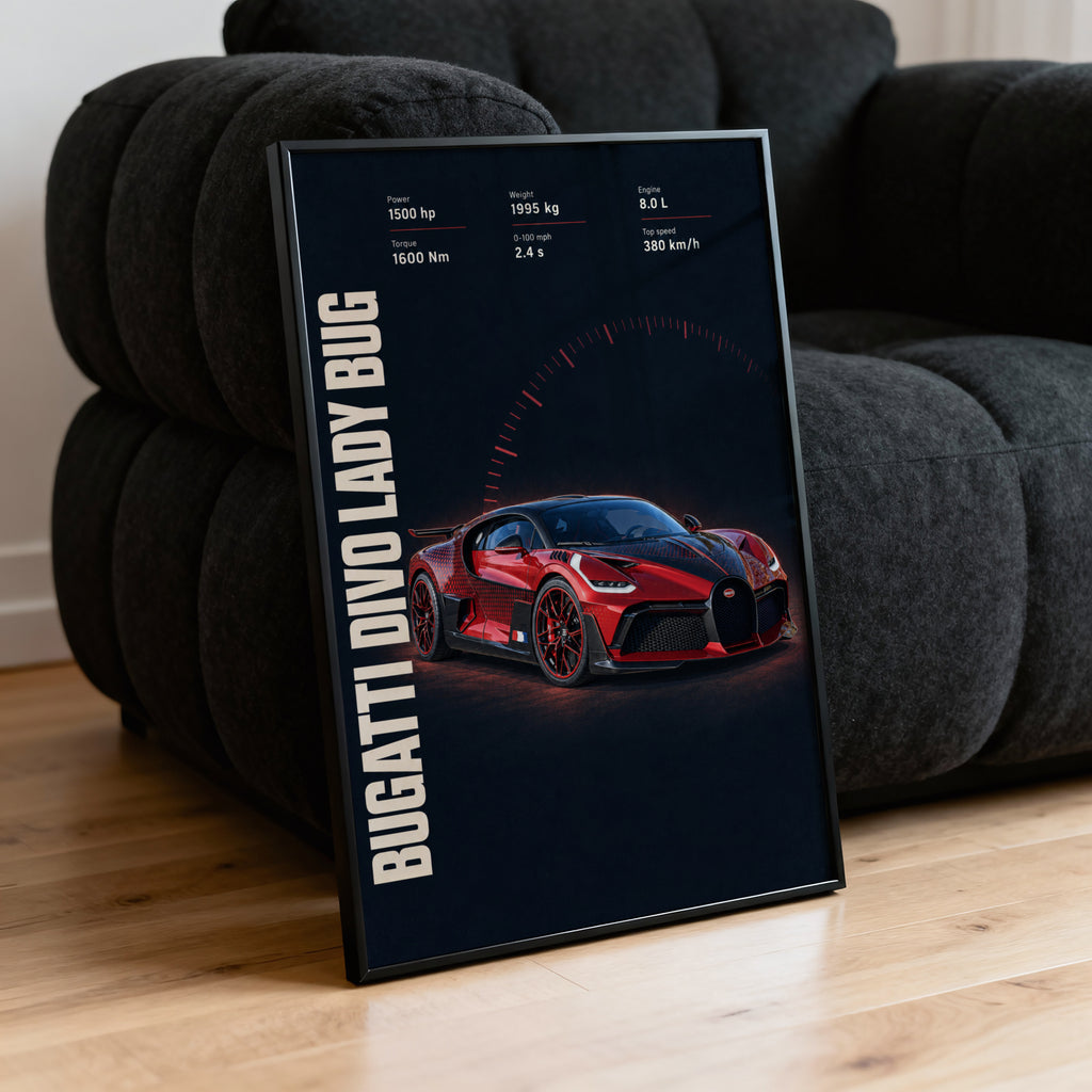 Vintage Bugatti Divo Print, Supercar Wall Art