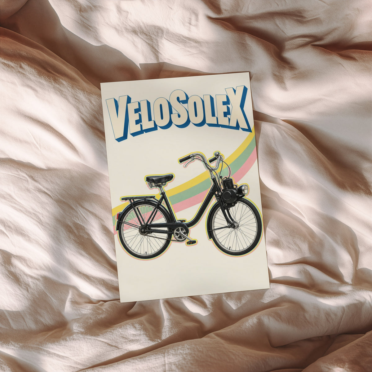 Vintage Velosolex Poster, Moped Wall Art, Cycling Print