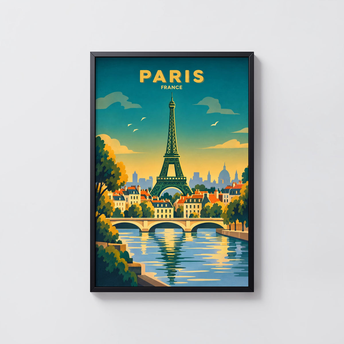 Vintage Paris Poster, Eiffel Tower Wall Art, France Print