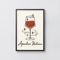 Vintage Aperitivo Italiano Print Poster, Red Wine Glass