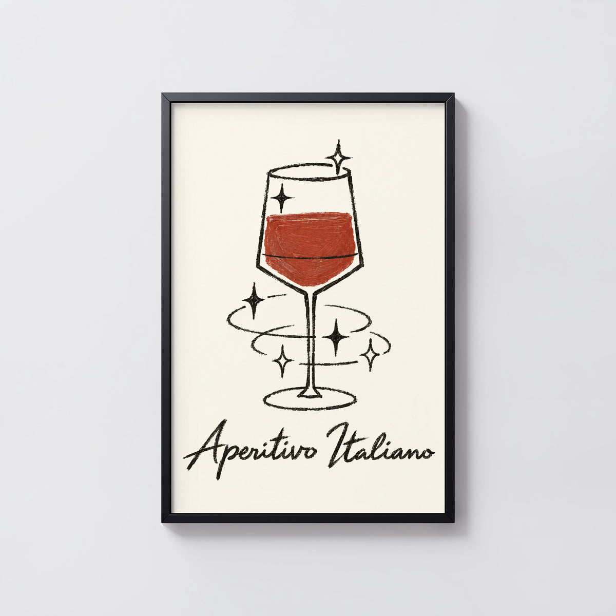 Vintage Aperitivo Italiano Print Poster, Red Wine Glass