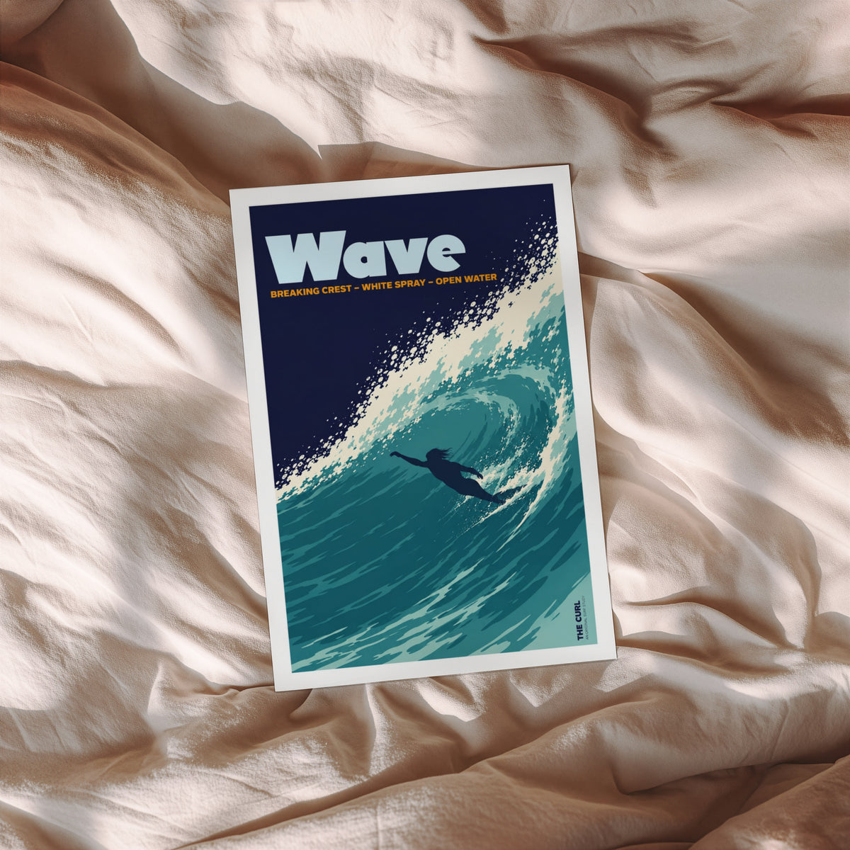 Vintage Surf Wave Print and Poster, Ocean Wall Art